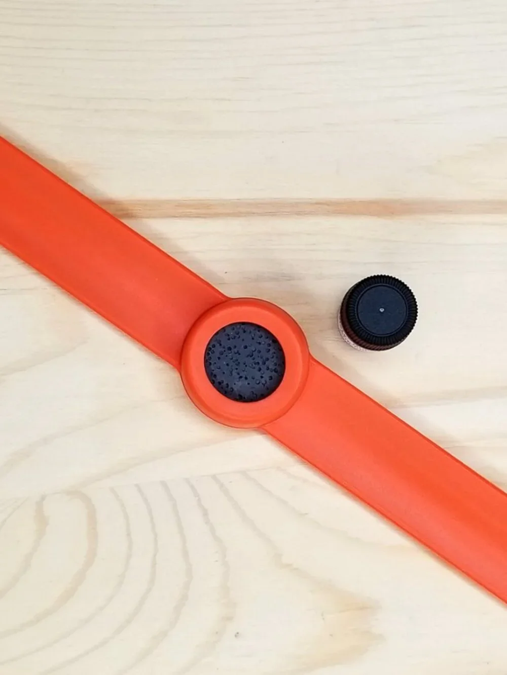 Orange Silicone & Black Lava Stone Slap Bracelet for Kids & Sport Enthusiast NEW